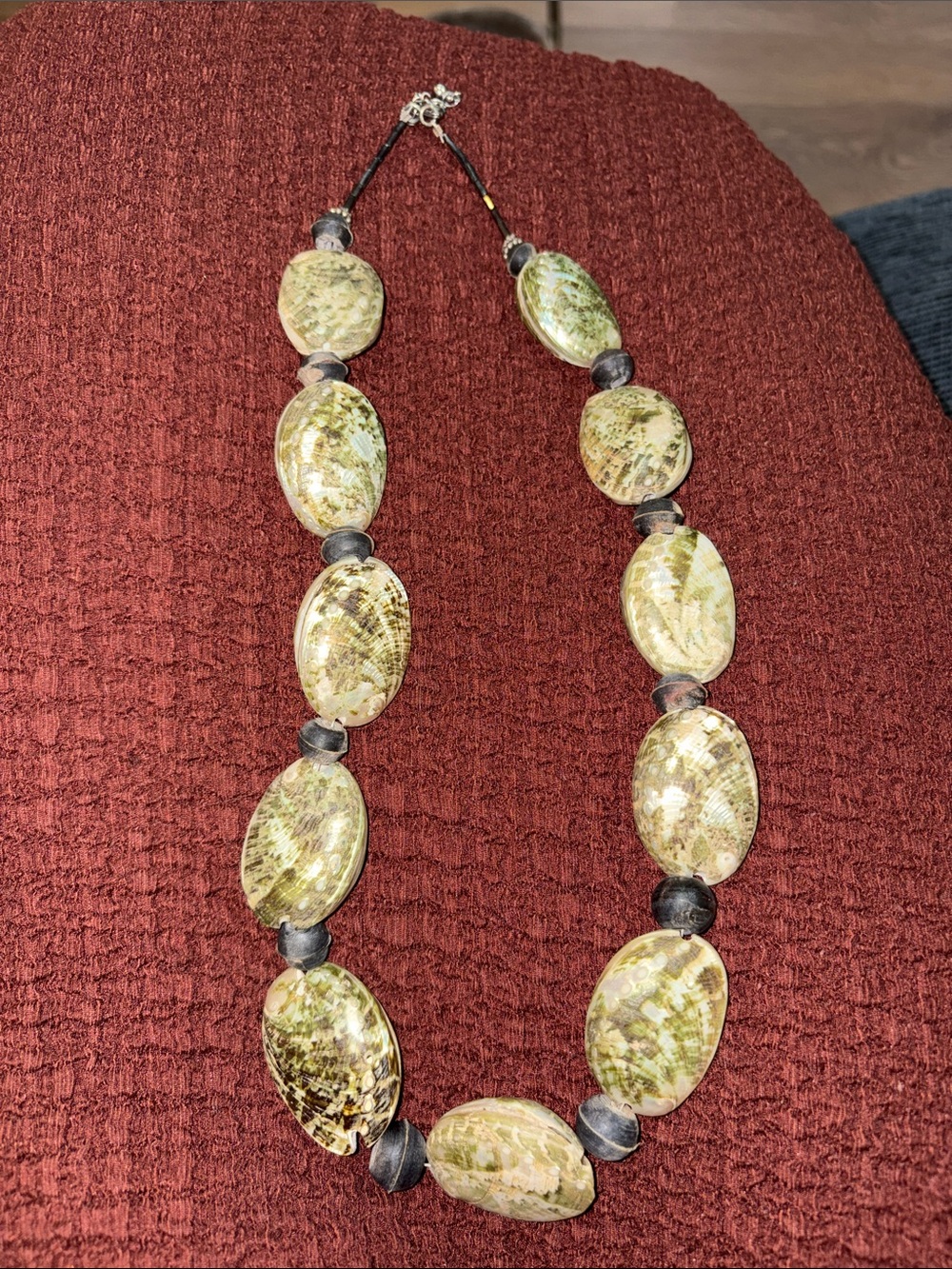 25 -Handcrafted Green Shell Bead Necklace - Natural Statement Jewelry